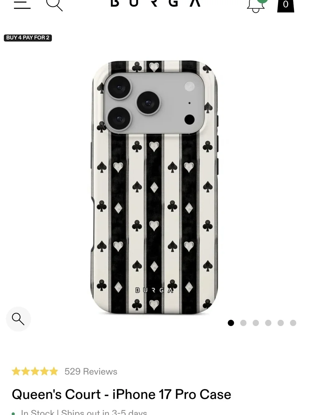 BURGA ♠️Queen's Court iPhone 17 Pro Case - Black & White